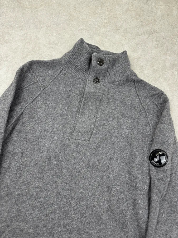 2010s C.P. Company Grey Wool Henley Sweater rpggYhL 4