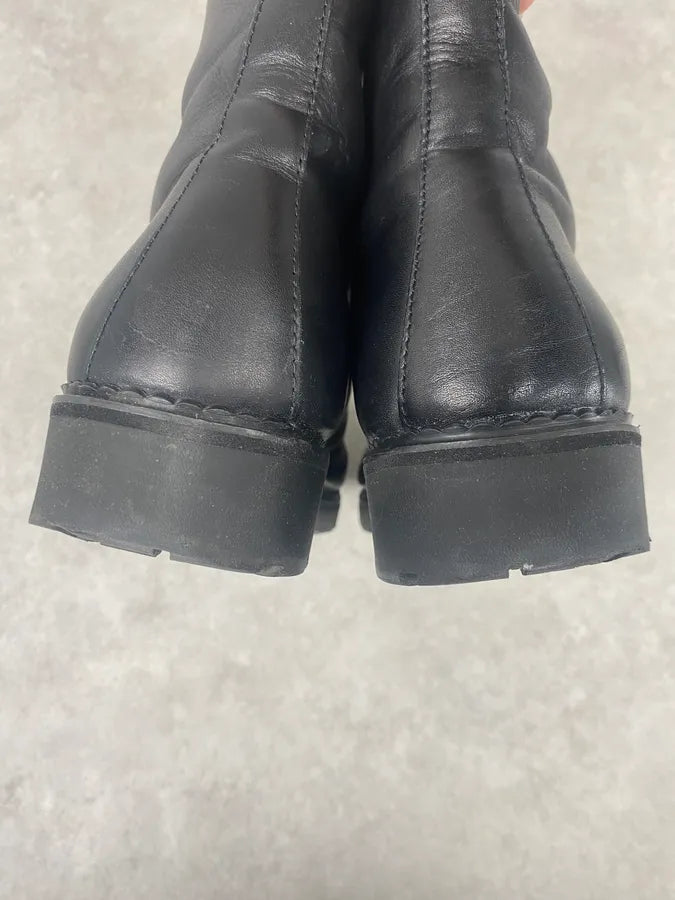 2000s Calvin Klein Ultra Zip Black Ankle Leather Boots TBqutOm 6
