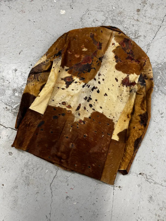 2000s Casa Des Peles Pony Haur Brown Cow Effect Blazer Leather Jacket YZwBboI 5