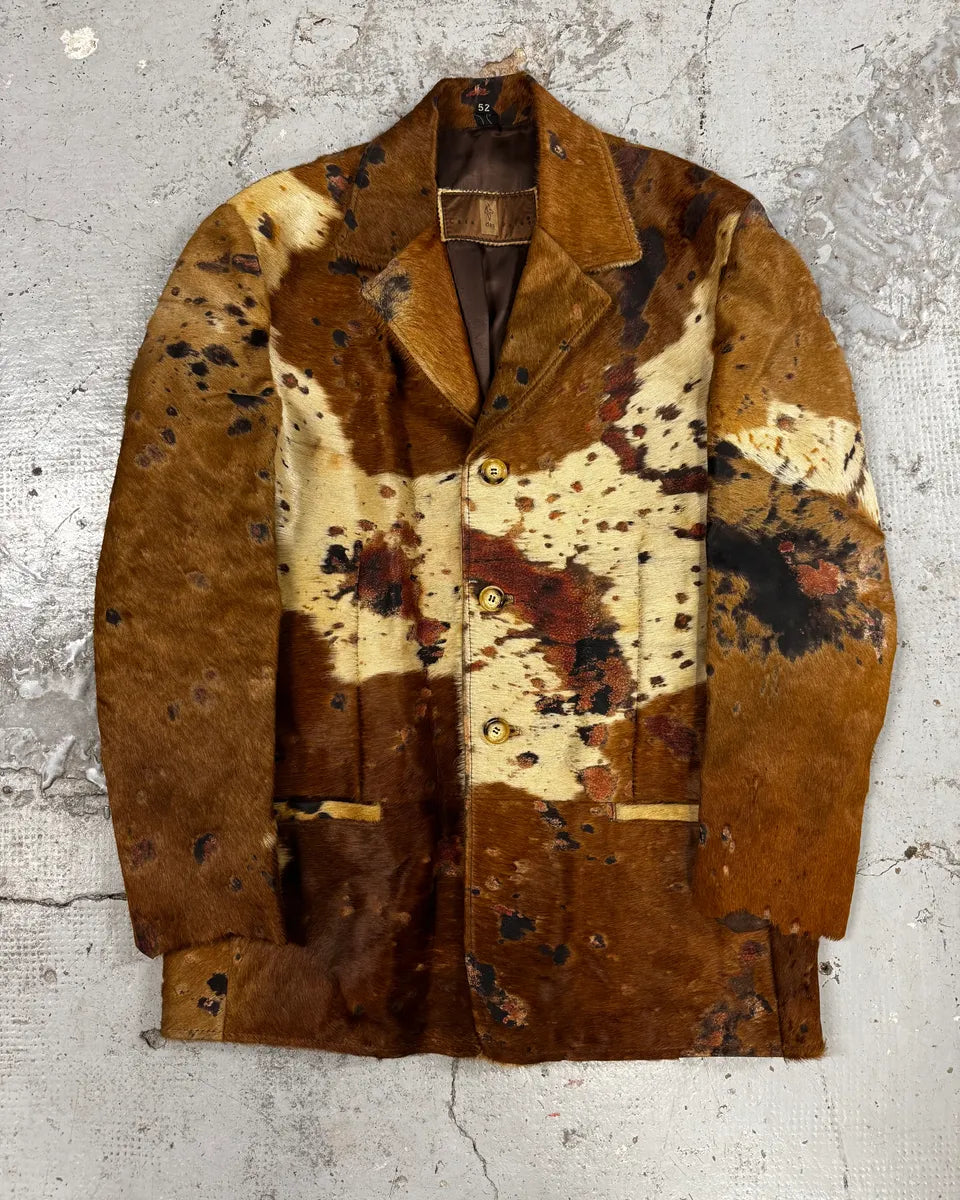 2000s Casa Des Peles Pony Haur Brown Cow Effect Blazer Leather Jacket YZwBboI 0