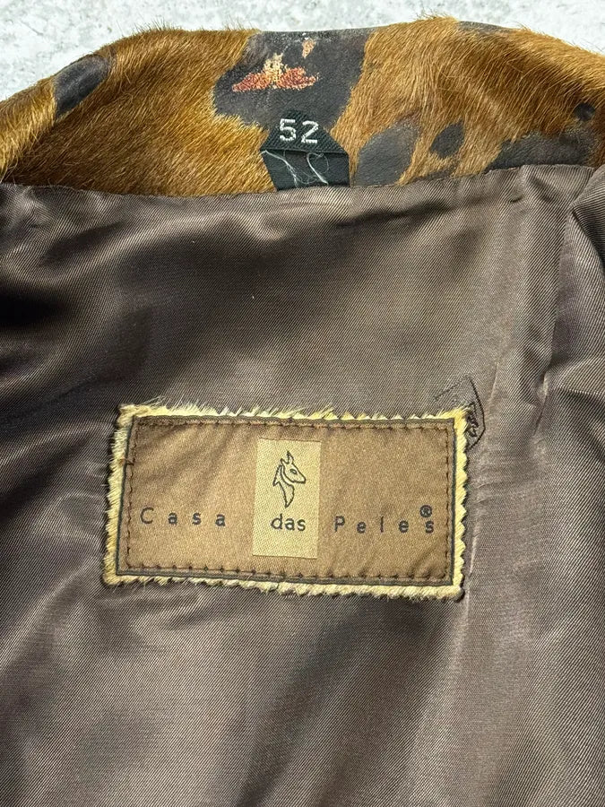 2000s Casa Des Peles Pony Haur Brown Cow Effect Blazer Leather Jacket YZwBboI 7