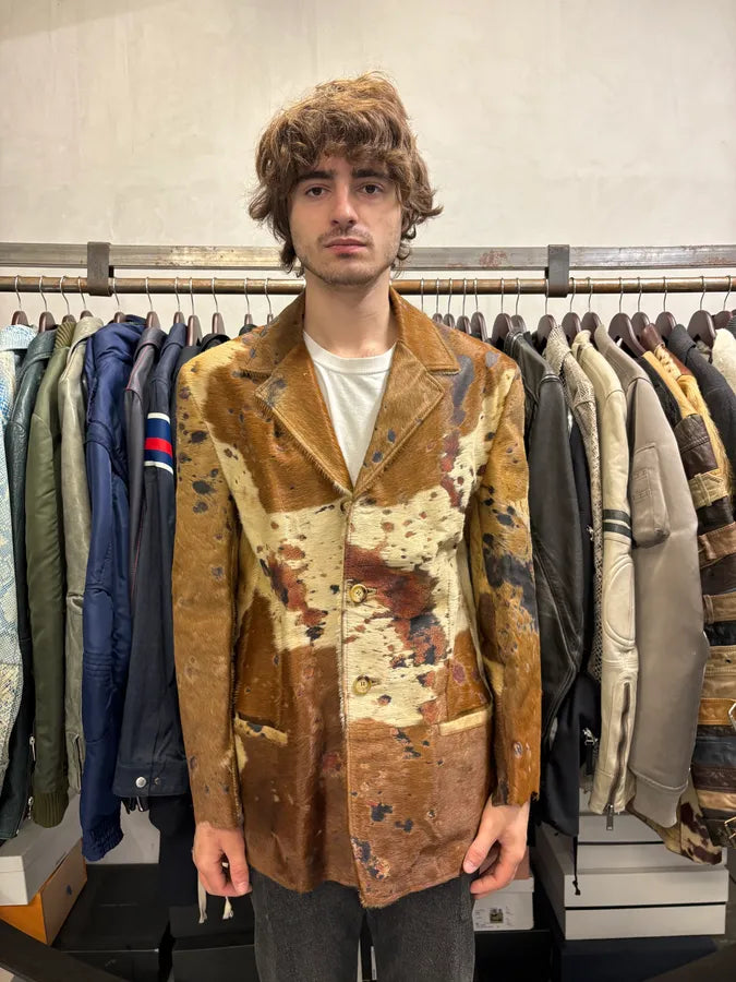 2000s Casa Des Peles Pony Haur Brown Cow Effect Blazer Leather Jacket YZwBboI 1