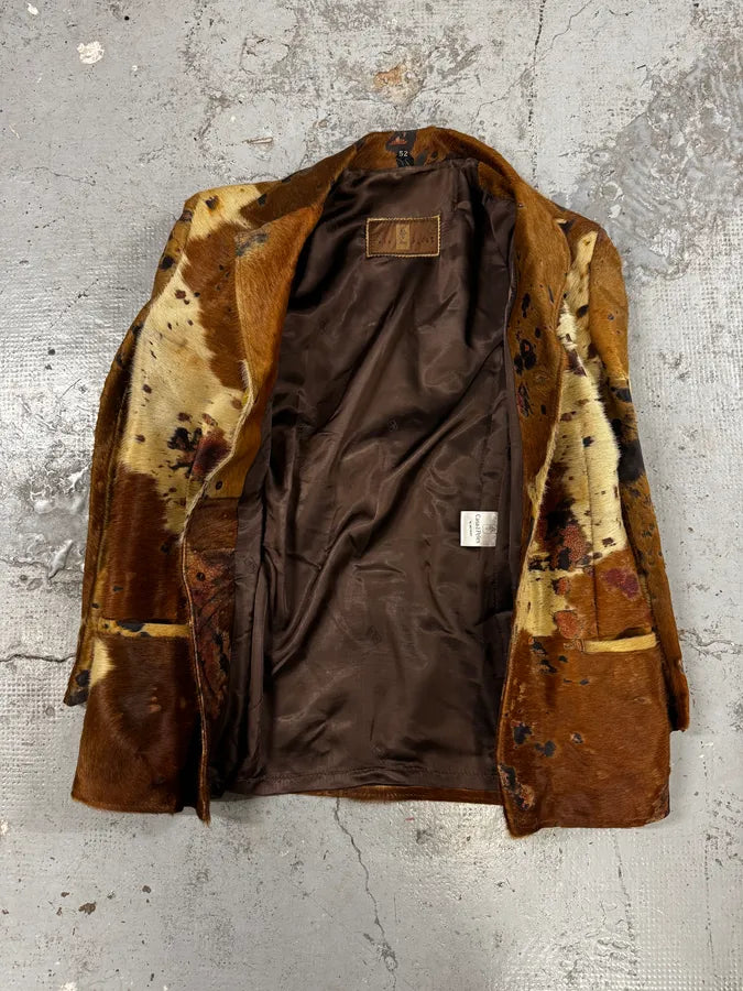 2000s Casa Des Peles Pony Haur Brown Cow Effect Blazer Leather Jacket YZwBboI 6