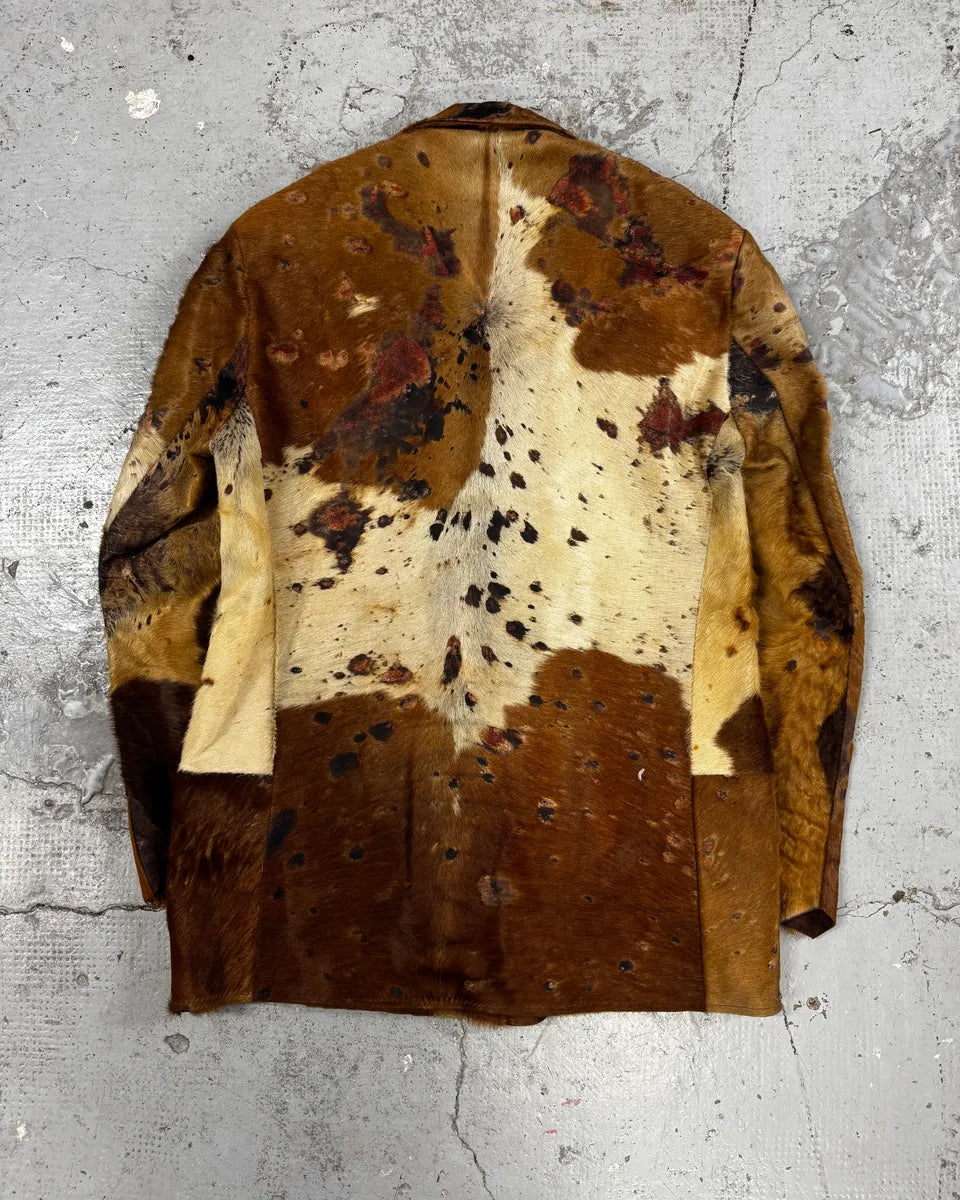 2000s Casa Des Peles Pony Haur Brown Cow Effect Blazer Leather Jacket YZwBboI 3