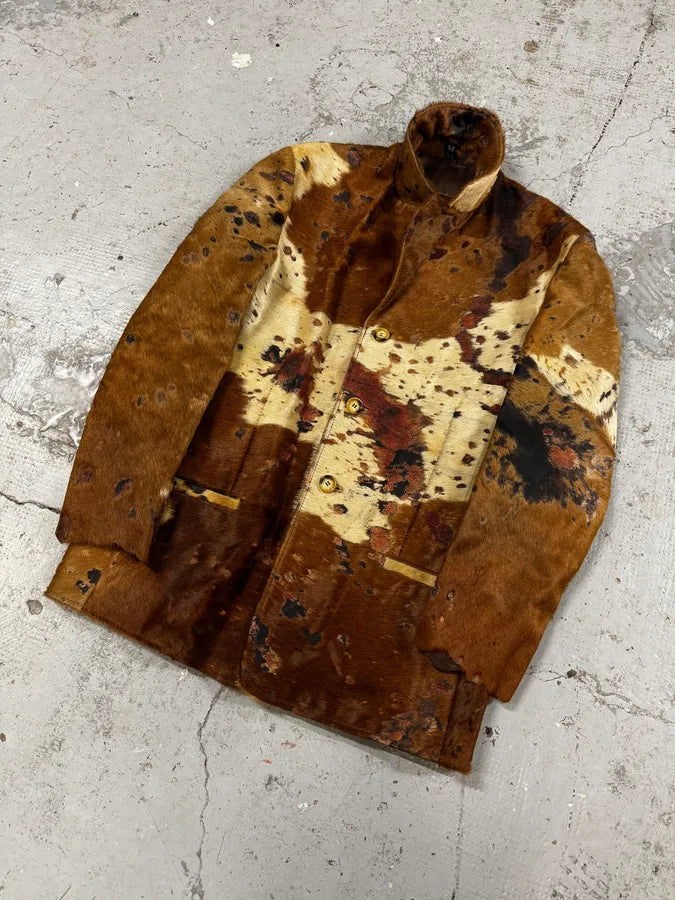 2000s Casa Des Peles Pony Haur Brown Cow Effect Blazer Leather Jacket YZwBboI 2