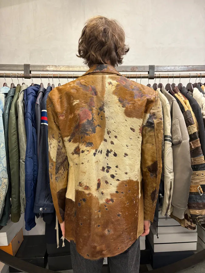2000s Casa Des Peles Pony Haur Brown Cow Effect Blazer Leather Jacket YZwBboI 4