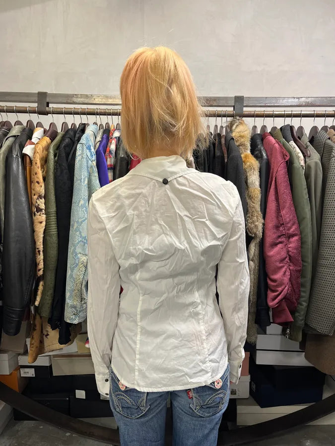 2000s Cavalli 3D Crocodile White Shirt CISdJoD 1