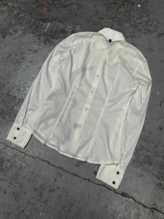 2000s Cavalli 3D Crocodile White Shirt CISdJoD 5