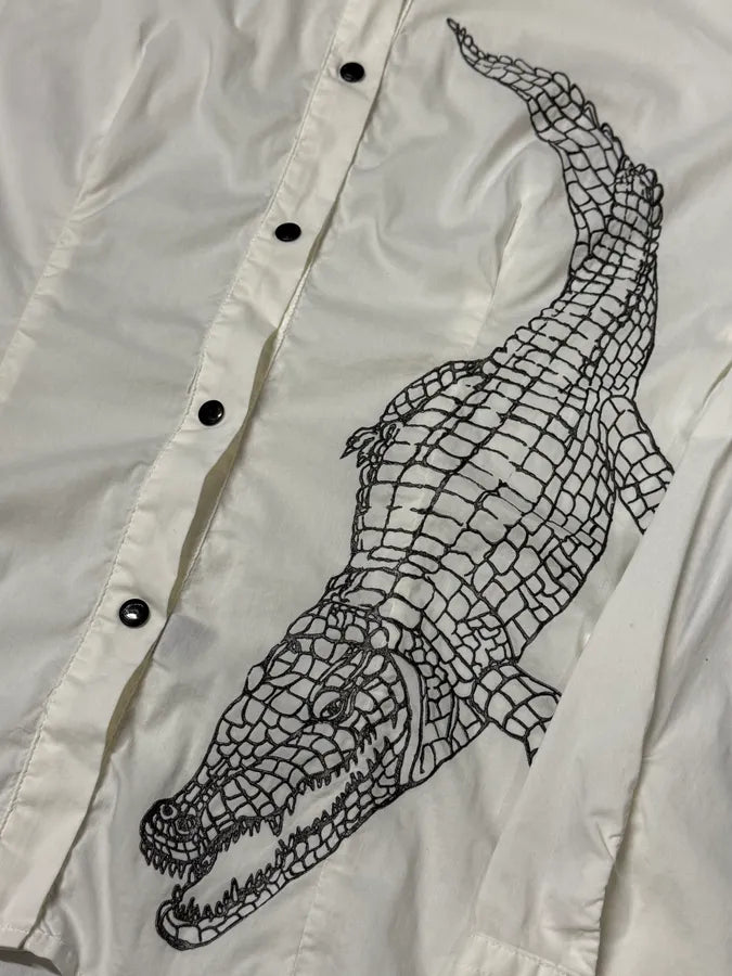 2000s Cavalli 3D Crocodile White Shirt CISdJoD 7