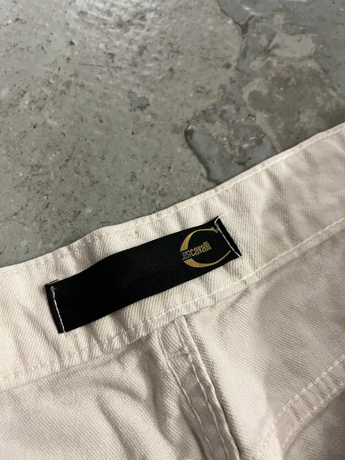 2000s Cavalli Abstract Orange White Flowers Pants (M) boVlhkp 10