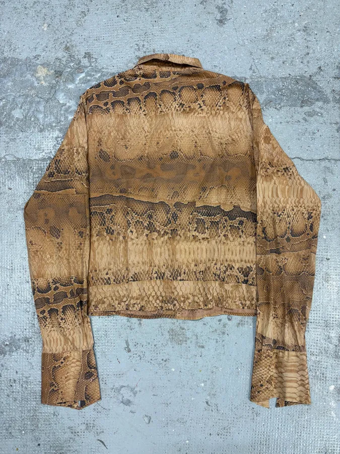 2000s Cavalli Anaconda Snake Brown Shirt phYBsOs 5
