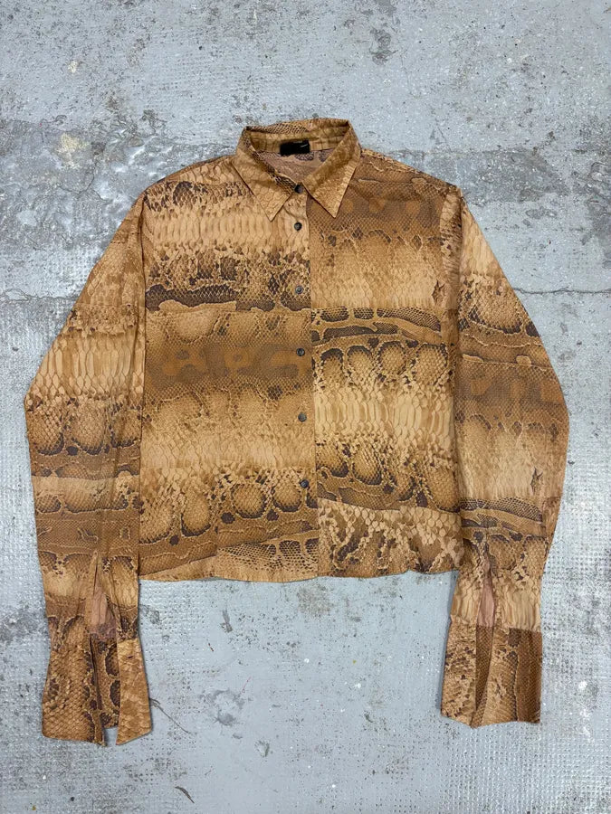 2000s Cavalli Anaconda Snake Brown Shirt phYBsOs 0