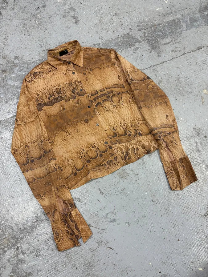 2000s Cavalli Anaconda Snake Brown Shirt phYBsOs 3