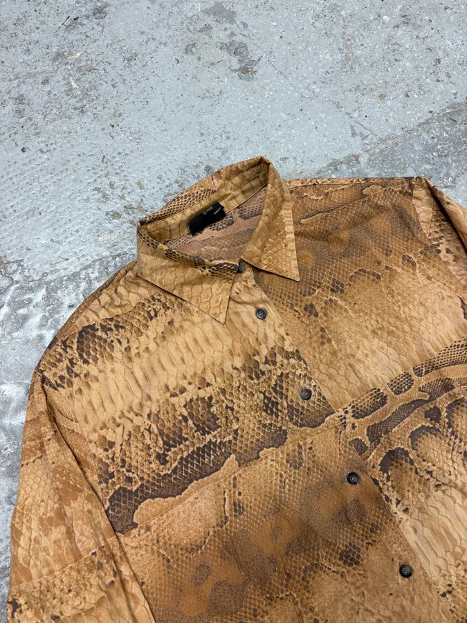 2000s Cavalli Anaconda Snake Brown Shirt phYBsOs 4