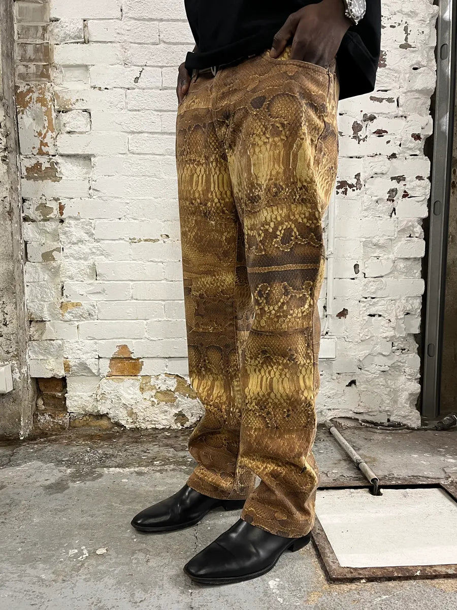 2000s Cavalli Anaconda Snake Effect Brown Pants fBLvtKS 2