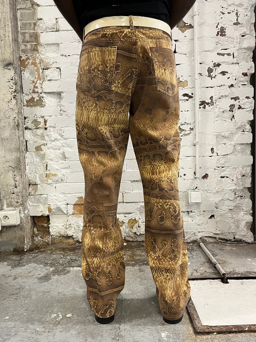 2000s Cavalli Anaconda Snake Effect Brown Pants fBLvtKS 3