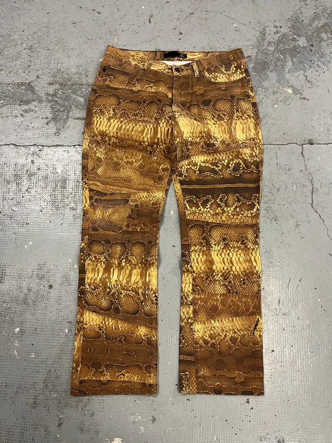 2000s Cavalli Anaconda Snake Effect Brown Pants fBLvtKS 4