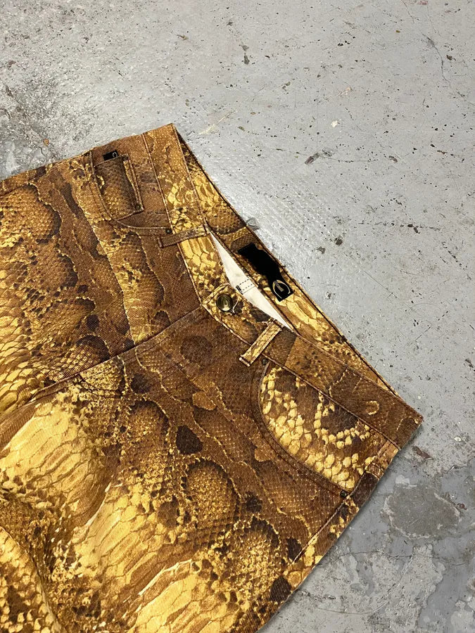 2000s Cavalli Anaconda Snake Effect Brown Pants fBLvtKS 5