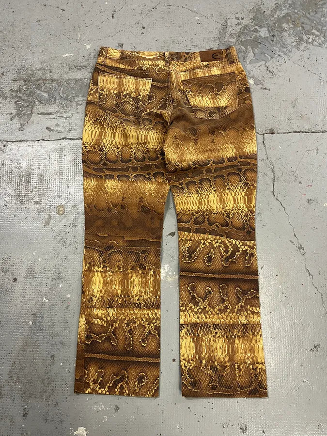 2000s Cavalli Anaconda Snake Effect Brown Pants fBLvtKS 7