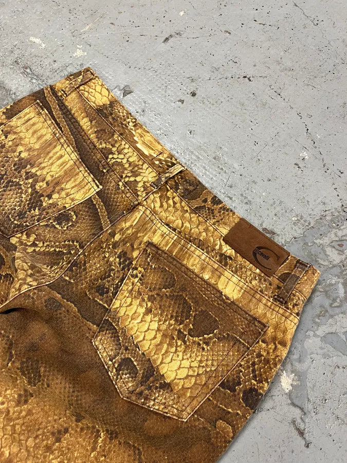 2000s Cavalli Anaconda Snake Effect Brown Pants fBLvtKS 8