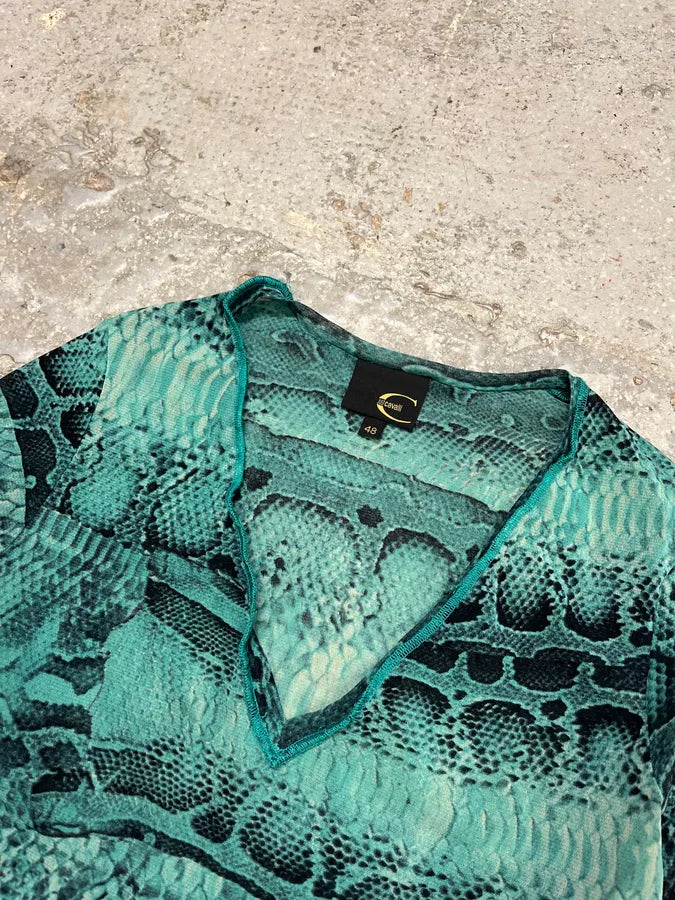 2000s Cavalli Anaconda Snake Green Longsleeves Top TkAoidT 2