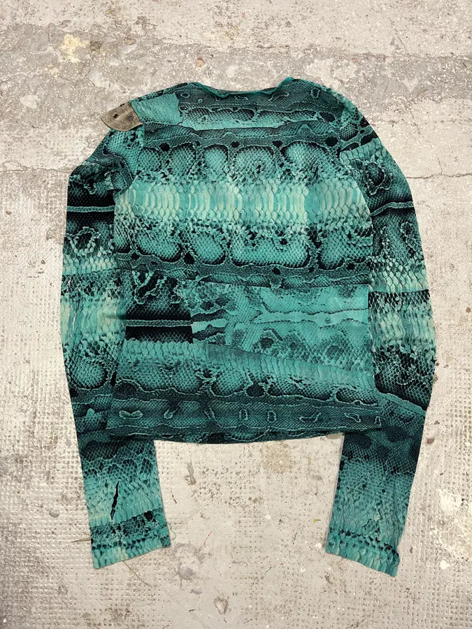 2000s Cavalli Anaconda Snake Green Longsleeves Top TkAoidT 4