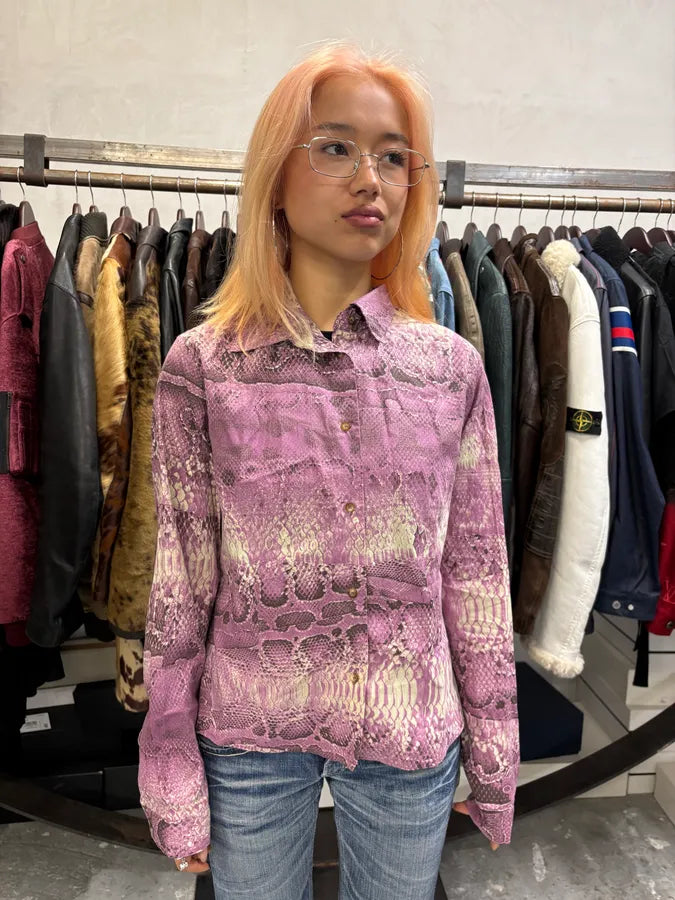 2000s Cavalli Anaconda Snake Purple Shirt ZfilSZX 1