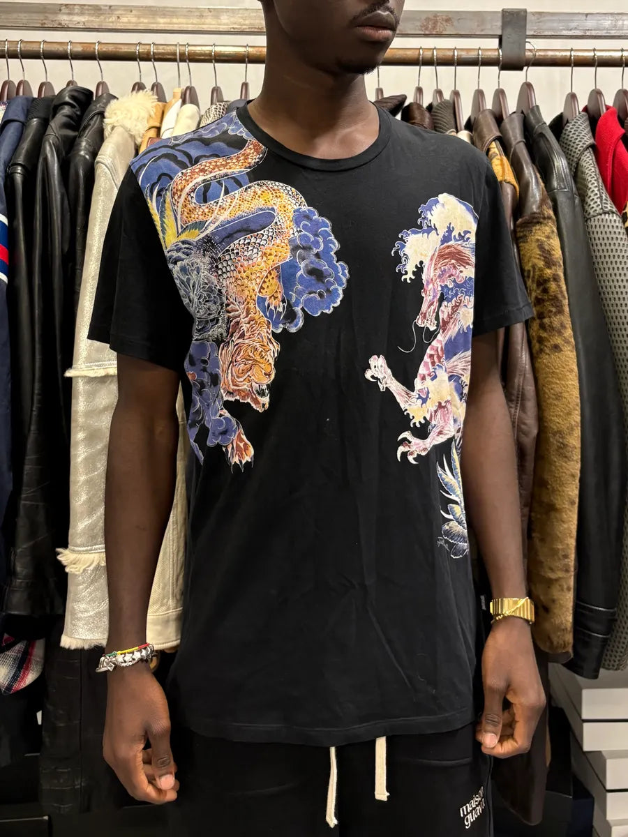 2000s Cavalli Ancient Monsters Black T-Shirt locvXuW 1