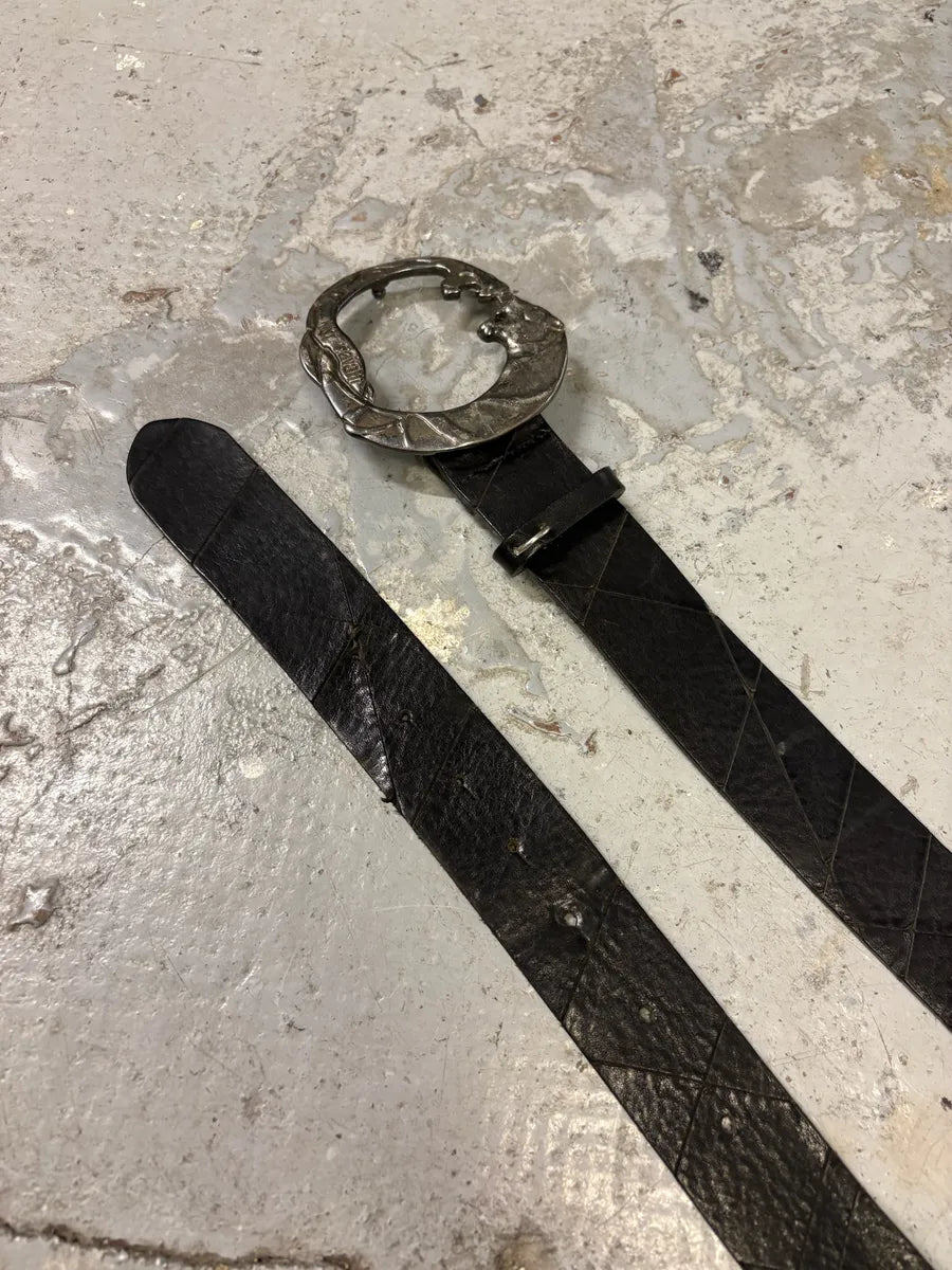 2000s Cavalli Animal Buckle Black Leather Belt MMactkS 5