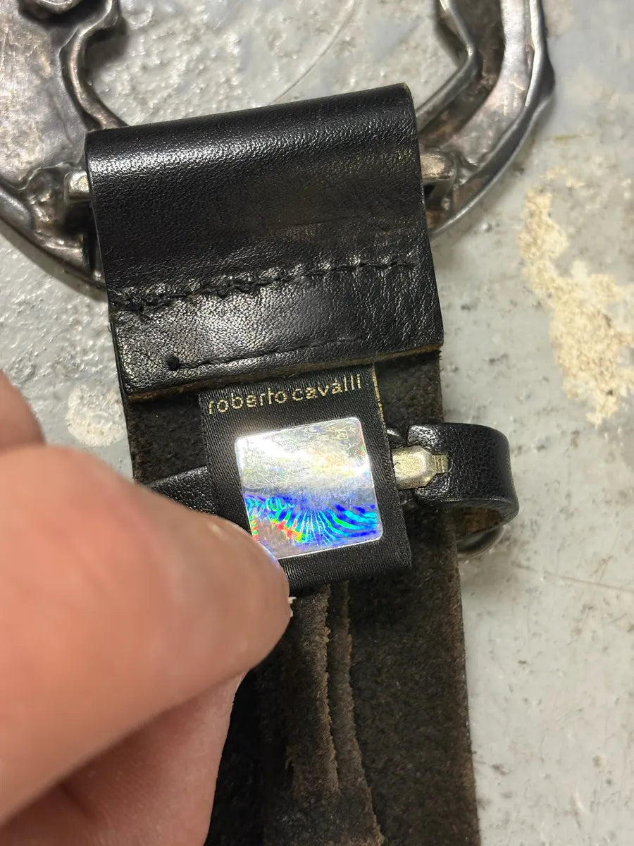 2000s Cavalli Animal Buckle Black Leather Belt MMactkS 7