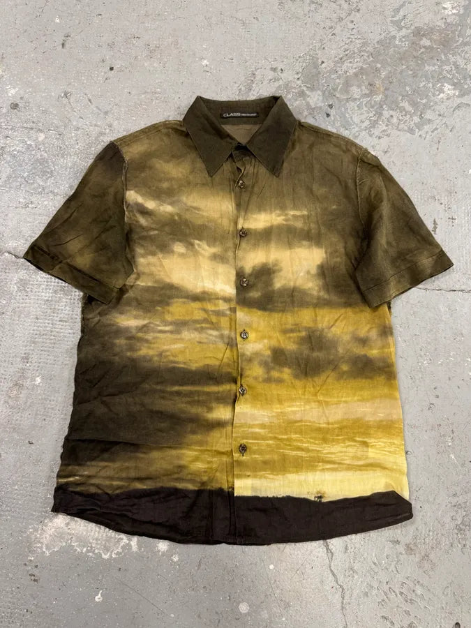 2000s Cavalli Apocalyptic Sunset Brown Faded Shirt (M) 0
