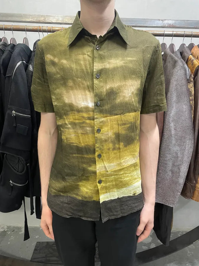 2000s Cavalli Apocalyptic Sunset Brown Faded Shirt (M) 1