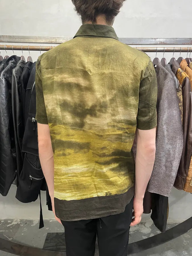 2000s Cavalli Apocalyptic Sunset Brown Faded Shirt (M) 2