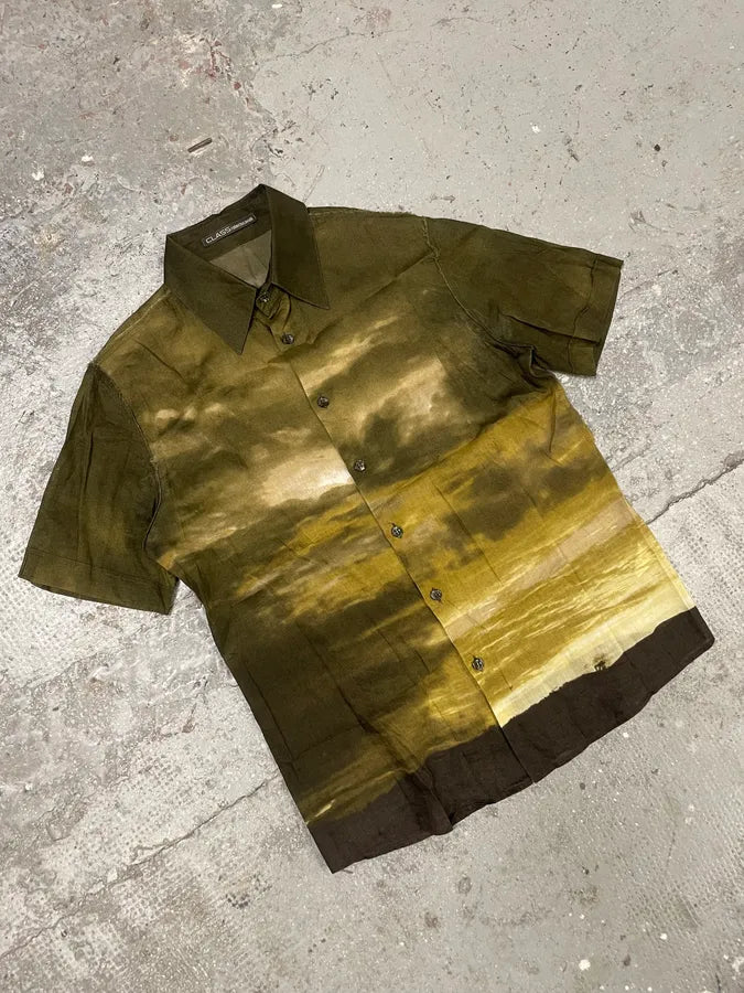 2000s Cavalli Apocalyptic Sunset Brown Faded Shirt (M) 3