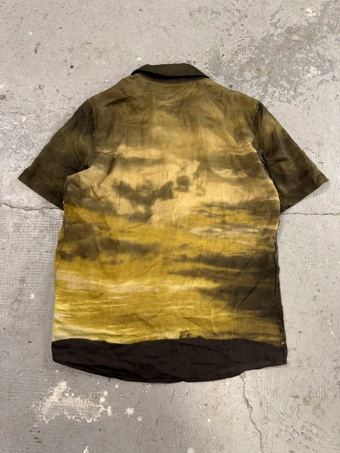 2000s Cavalli Apocalyptic Sunset Brown Faded Shirt (M) 3