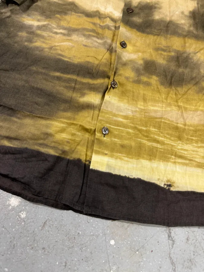 2000s Cavalli Apocalyptic Sunset Brown Faded Shirt (M) 4