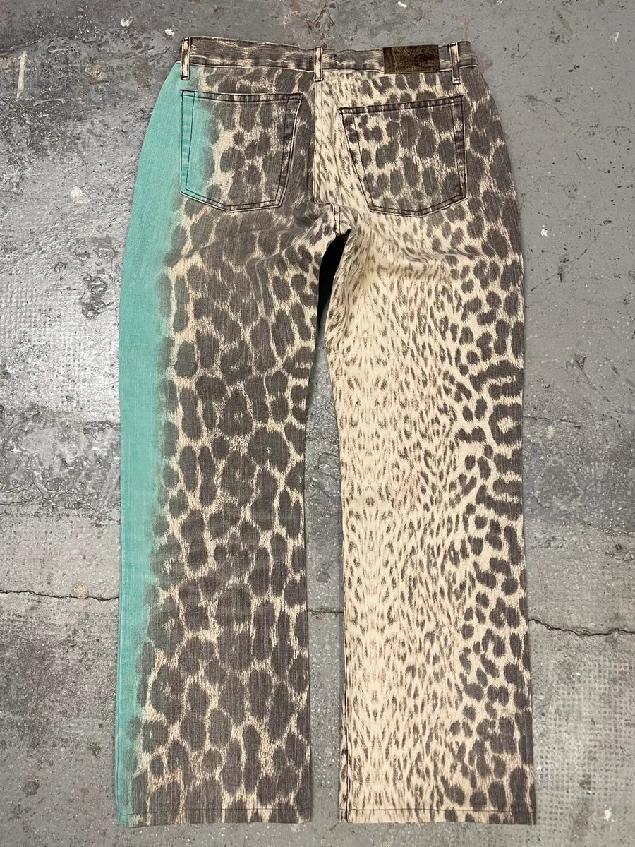 2000s Cavalli Aqua Leopard Print Savage Pants (S) 1