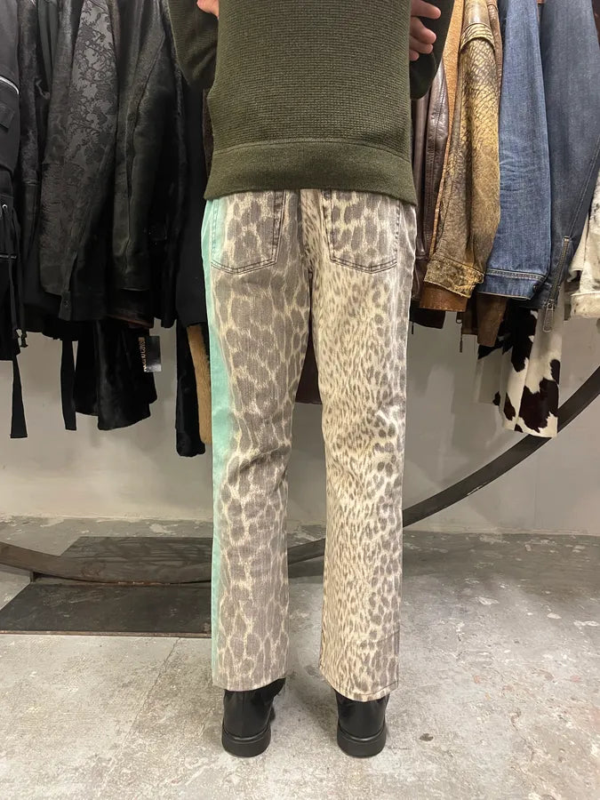 2000s Cavalli Aqua Leopard Print Savage Pants (S) 3