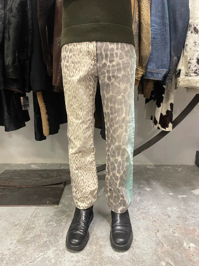 2000s Cavalli Aqua Leopard Print Savage Pants (S) 4