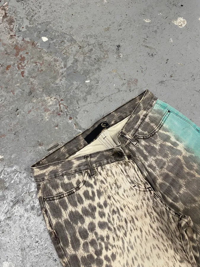 2000s Cavalli Aqua Leopard Print Savage Pants (S) 5