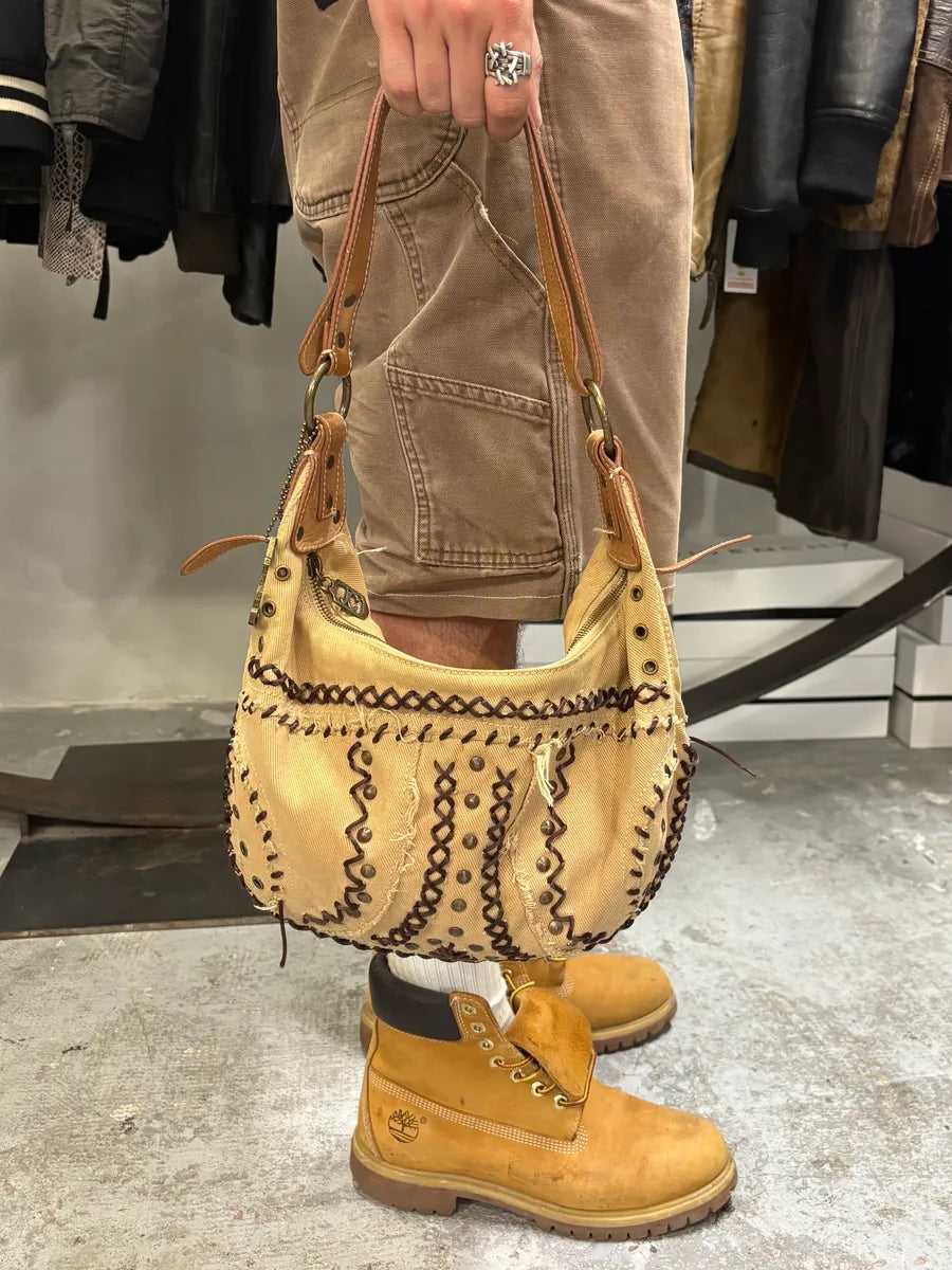 2000s Cavalli Artisal Embellished Beige Handle Bag (OS) aRtjYKo 2