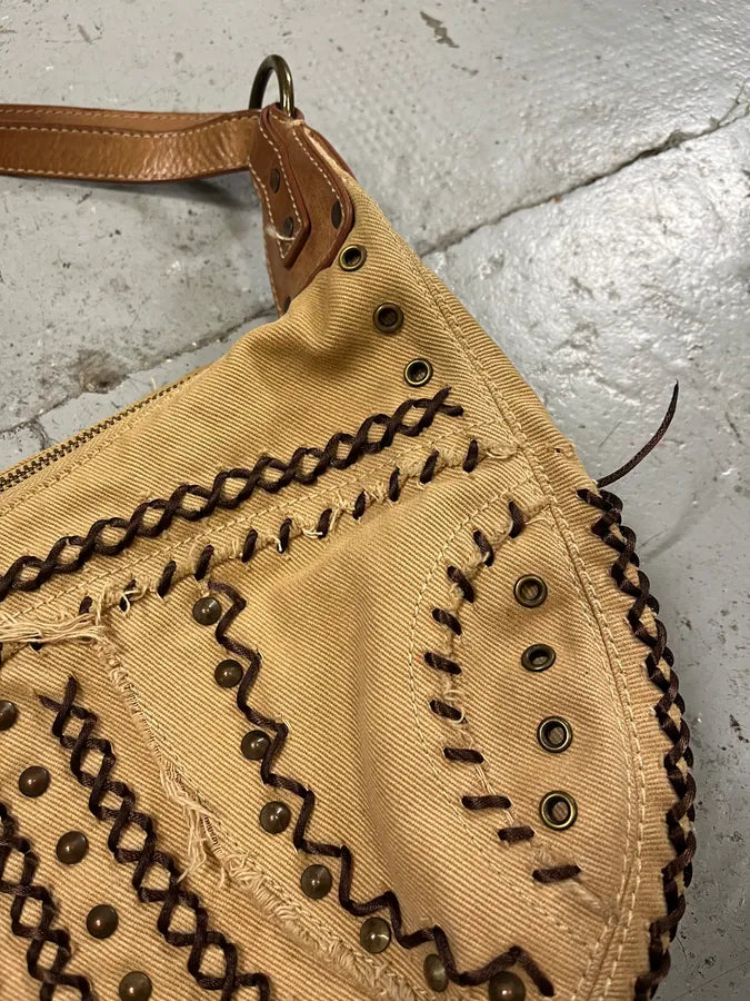 2000s Cavalli Artisal Embellished Beige Handle Bag (OS) aRtjYKo 3