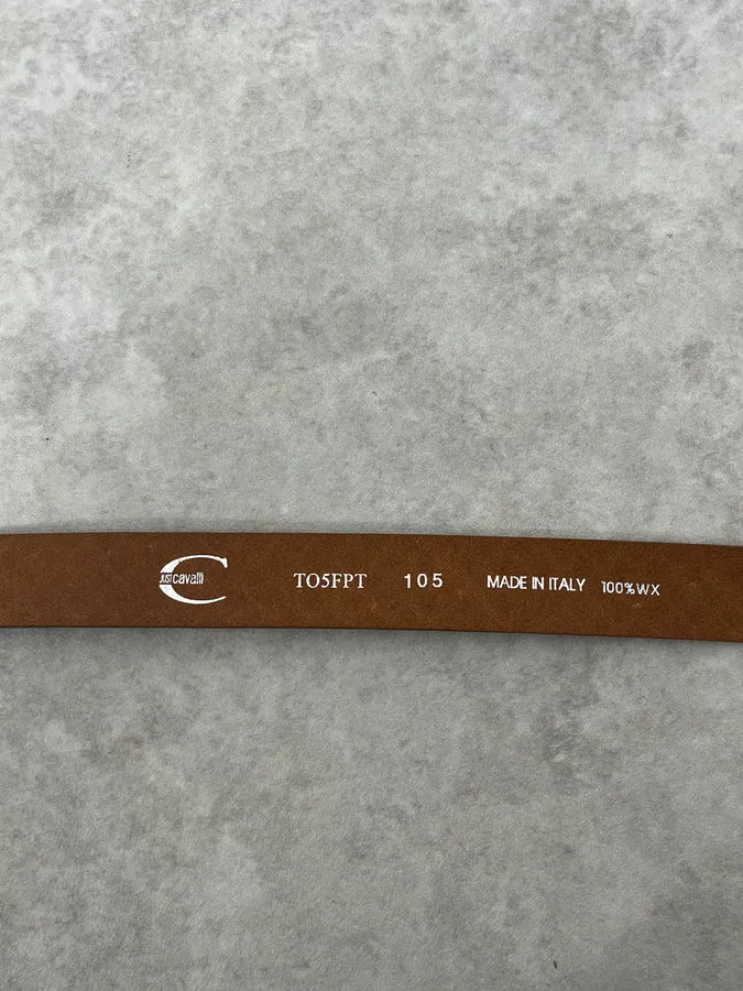 2000s Cavalli Artisanal Metal Buckle Brown Leather Belt wgUenKf 6