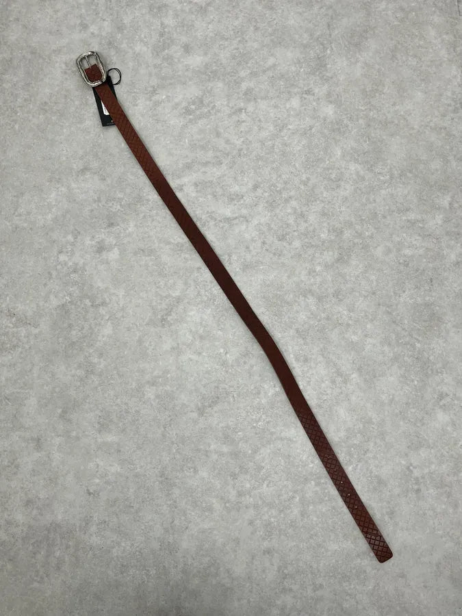 2000s Cavalli Artisanal Metal Buckle Brown Leather Belt wgUenKf 7