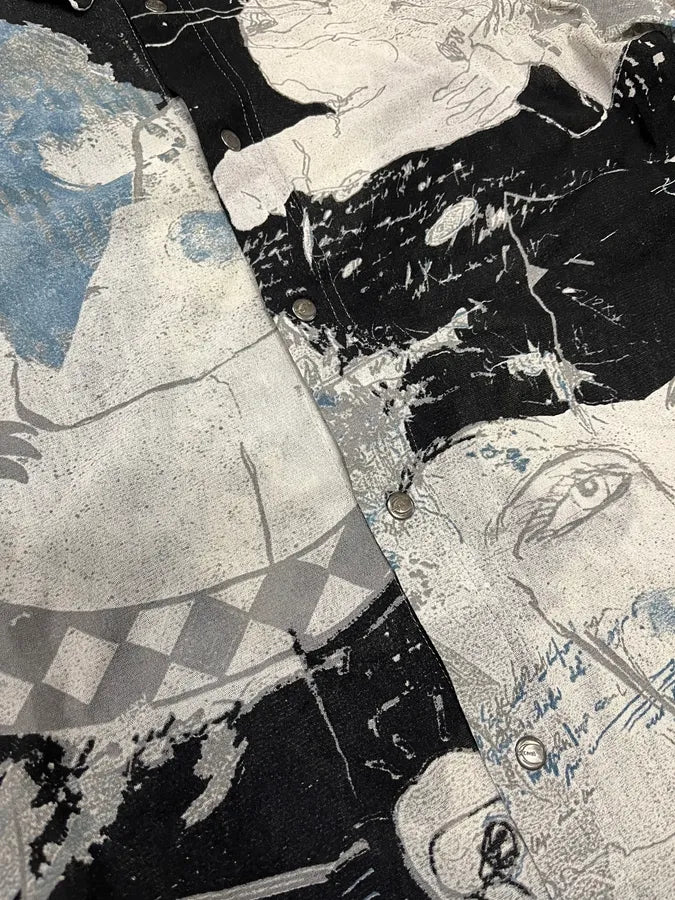 2000s Cavalli Artwork Drawing Shirt (S) 11