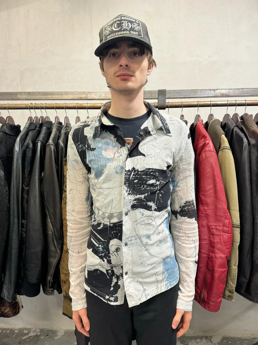 2000s Cavalli Artwork Drawing Shirt (S) 2