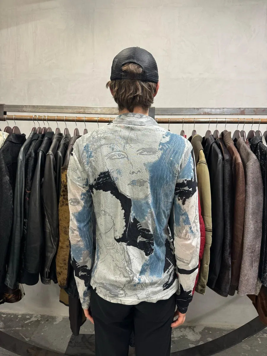 2000s Cavalli Artwork Drawing Shirt (S) 3