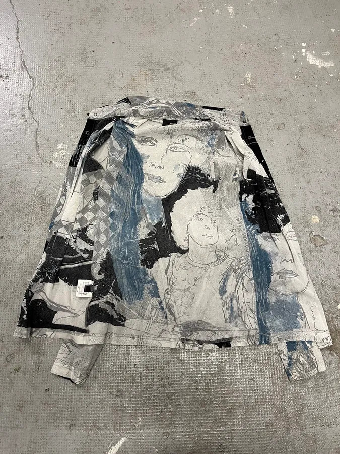 2000s Cavalli Artwork Drawing Shirt (S) 9