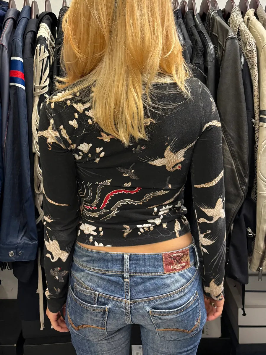 AW2003 Cavalli Asian Birds Black Longsleeves EqzsLBO 2