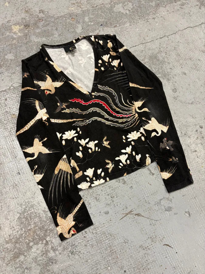AW2003 Cavalli Asian Birds Black Longsleeves EqzsLBO 3